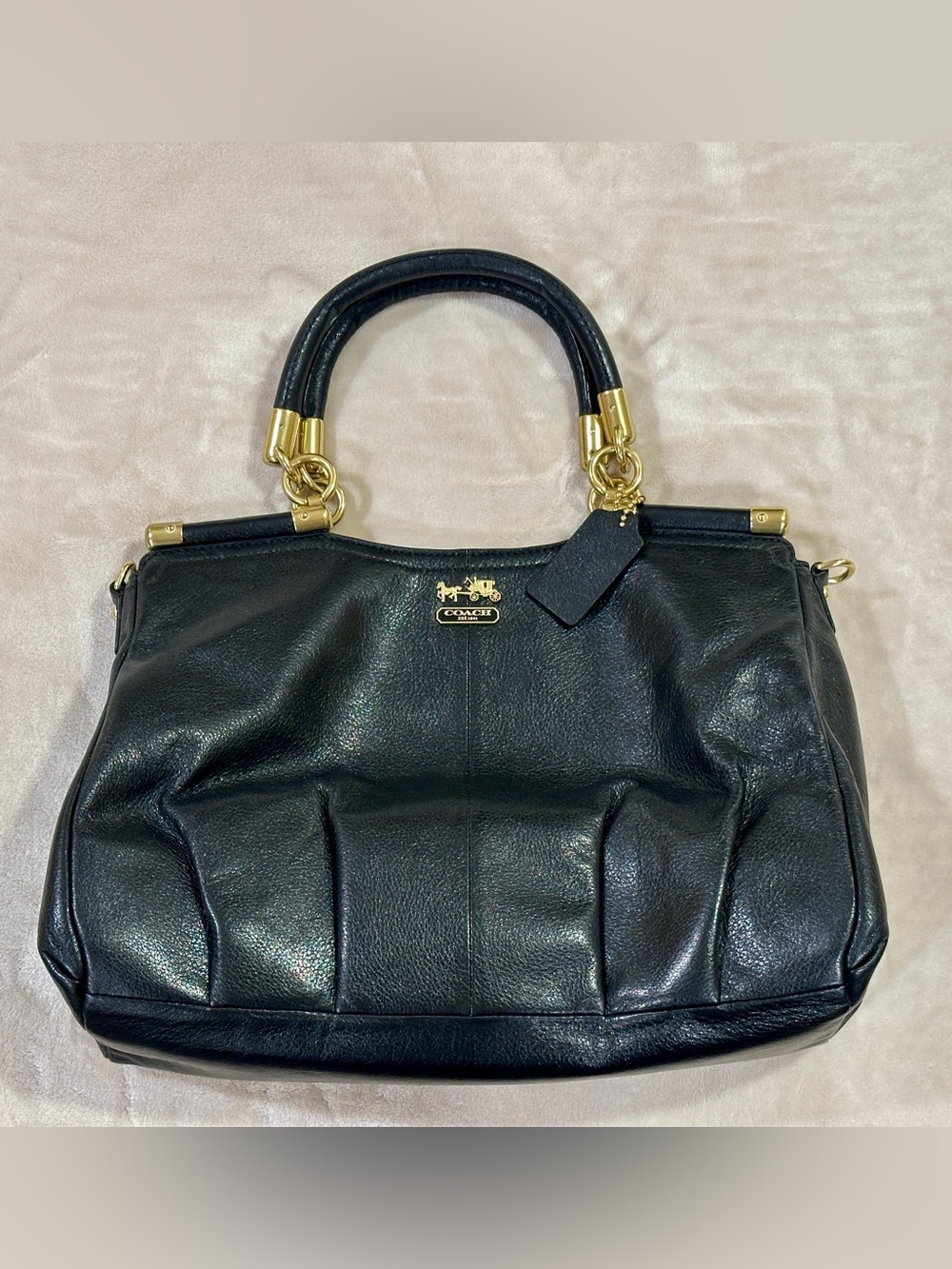 Coach - Madison Carrie Satchel in Supple Black Leather w/ Brass Hardware